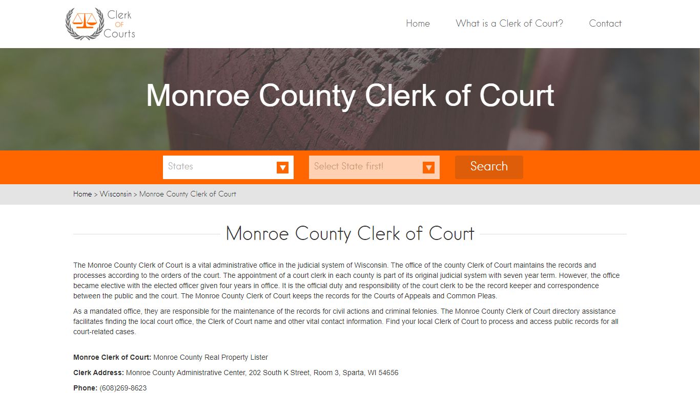 Find Your Monroe County Clerk of Courts in WI - clerk-of-courts.com